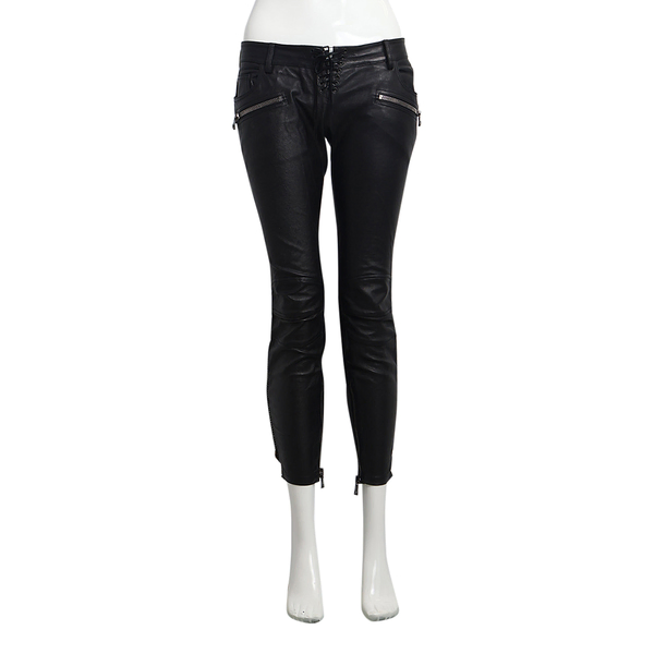 Leather Studded Biker Pants Black