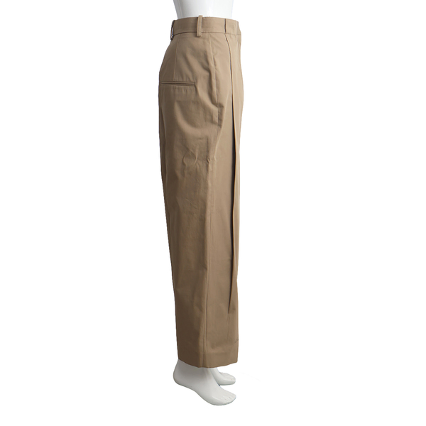 Cotton Pleated Pants Beige