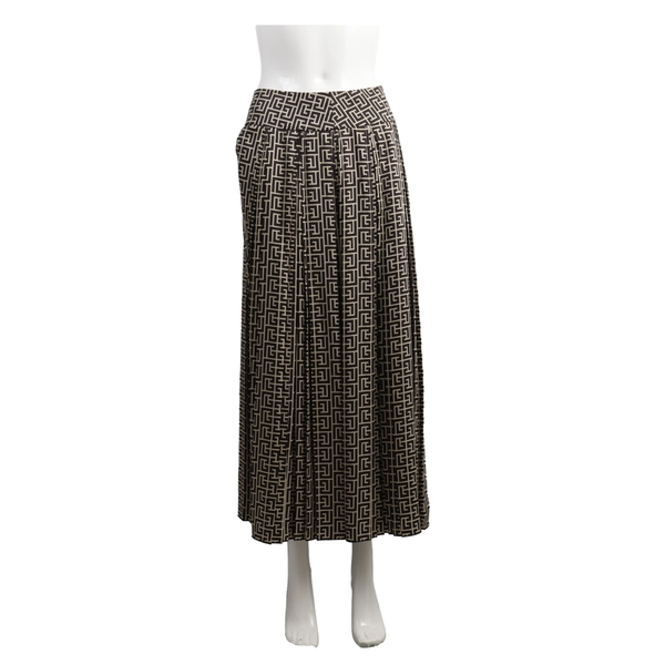 Polyester Pleated Logo Pants Black/Beige