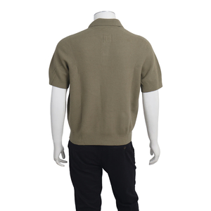 Wool Knitted Polo Shirt Khaki, view 3