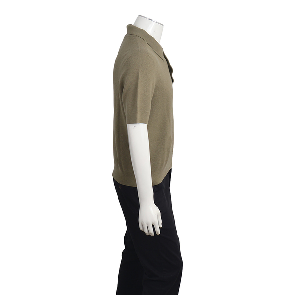 Wool Knitted Polo Shirt Khaki