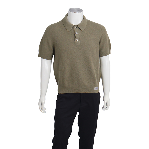 Wool Knitted Polo Shirt Khaki