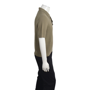 Wool Knitted Polo Shirt Khaki, view 2