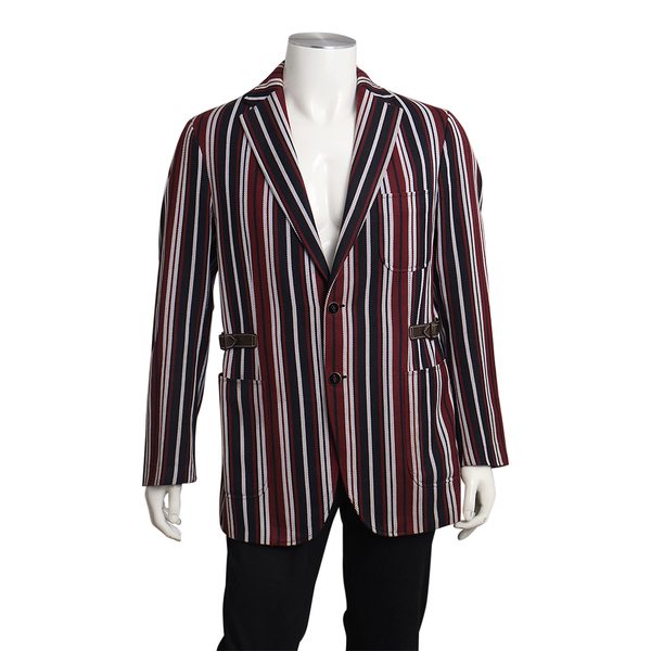 Cotton Striped Blazer Burgundy/White