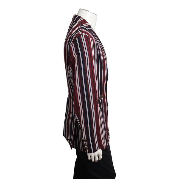 Cotton Striped Blazer Burgundy/White