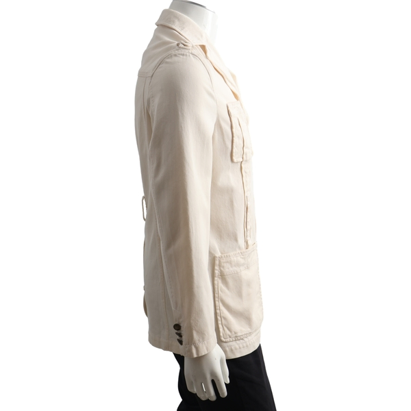 Cotton/Silk Button Up Denim Jacket Cream