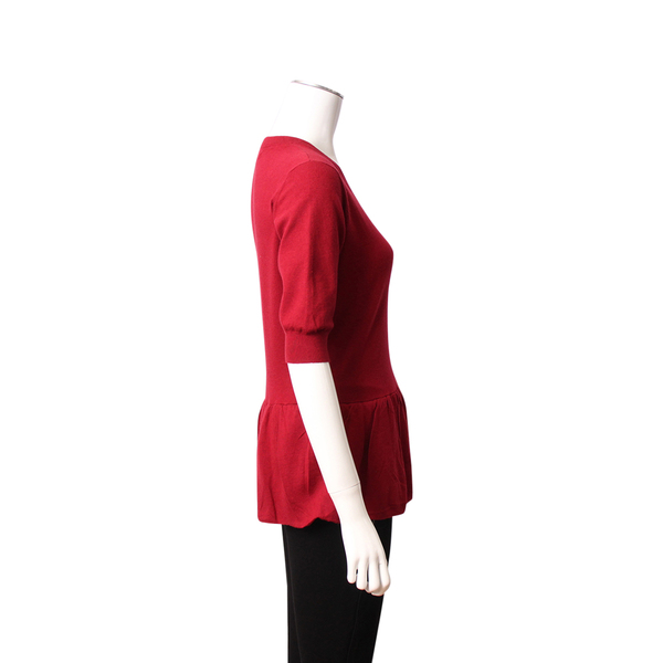 Wool Blend Knit Top Red