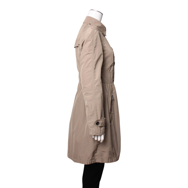 Polyester Double Breasted Trench Coat Dark Beige