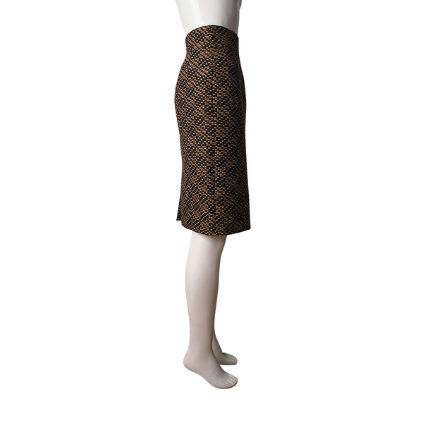 Polyester Pencil Skirt Black/Brown