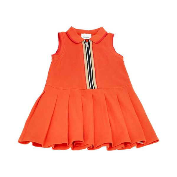 Cotton Kids Zip Dress Burnt Orange