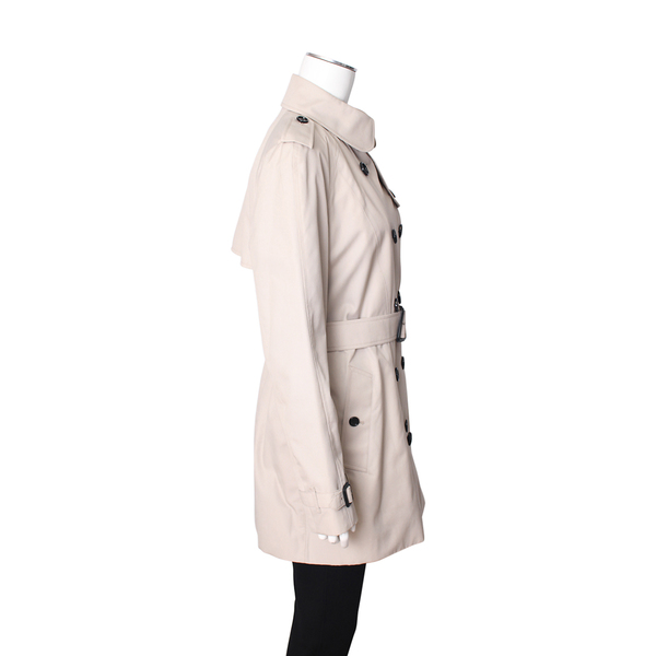 Cotton Blend Short Trench Coat Beige