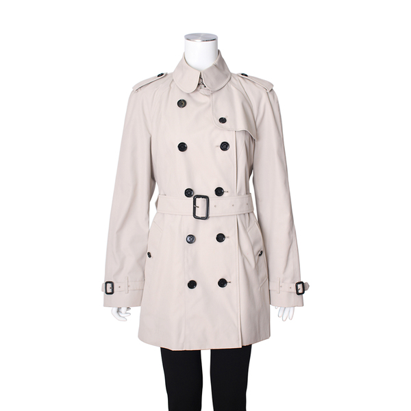 Cotton Blend Short Trench Coat Beige