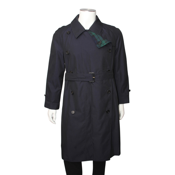 Cotton Long Trench Coat Navy