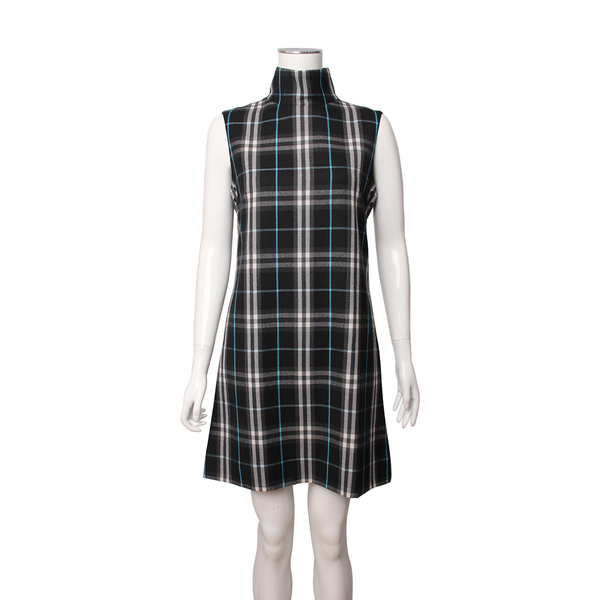 Wool Check Sleeveless Dress Black/Blue/White