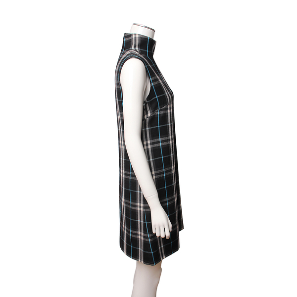 Wool Check Sleeveless Dress Black/Blue/White
