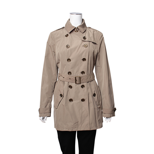 Polyester Double Breasted Trench Coat Beige