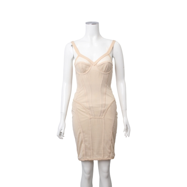 Polyamide Mesh Corset Dress Beige