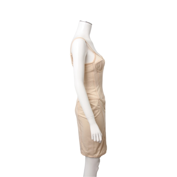 Polyamide Mesh Corset Dress Beige