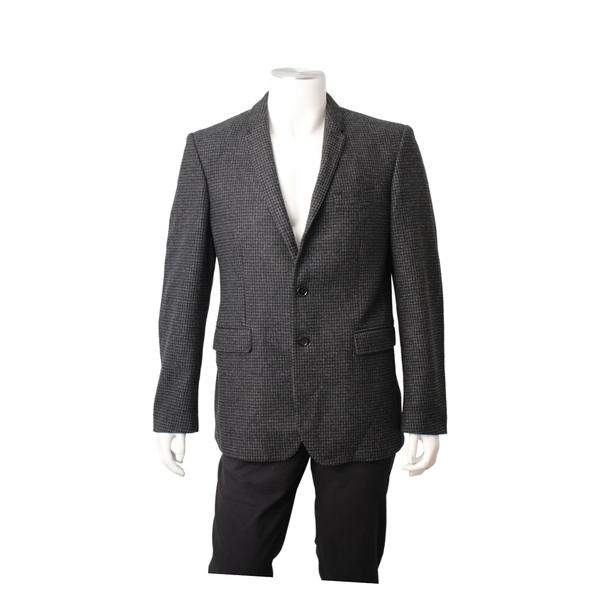 Vintage Wool Houndstooth Blazer Charcoal