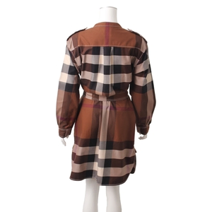 Cotton Check Aurelia Shirt Dress Brown, view 3