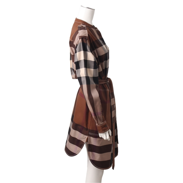 Cotton Check Aurelia Shirt Dress Brown