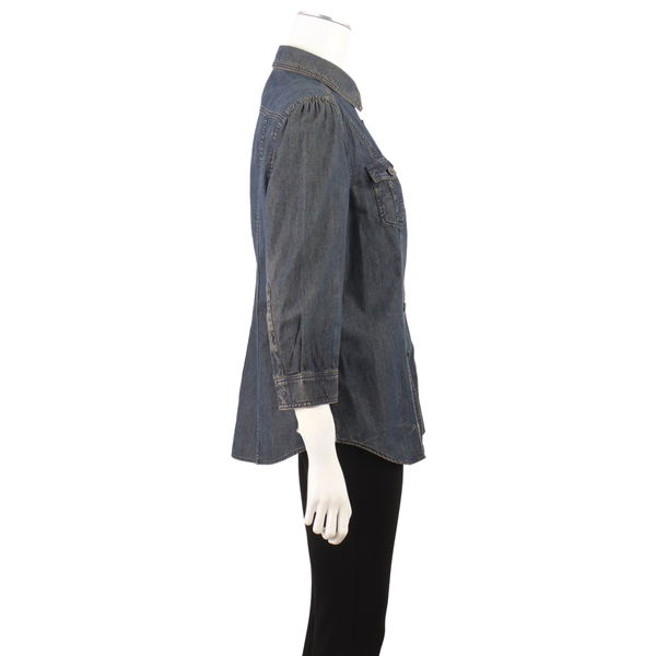 Cotton Denim/Check Shirt Blue