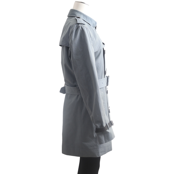 Cotton Short Gabardine Trench Coat Blue