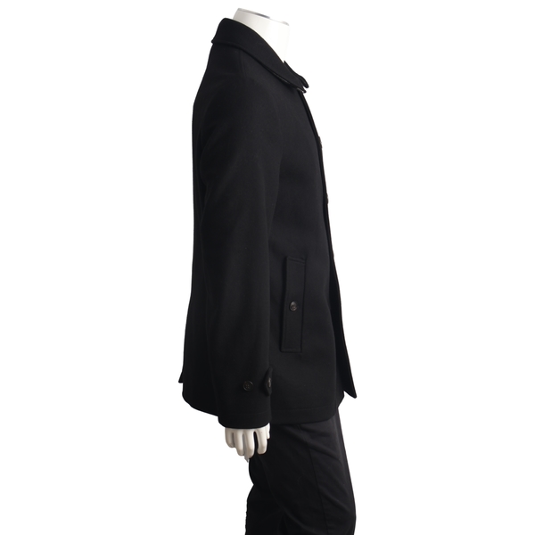Wool Blend Short Car Coat Black