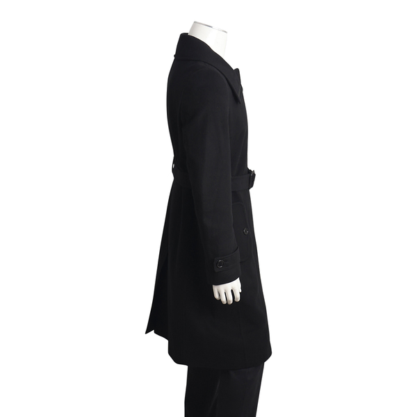Mixed Material Long Coat Black