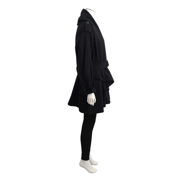 Wool/Cashmere Draped Coat Black