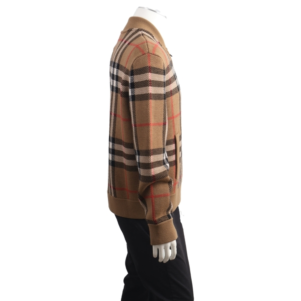 Wool Check Bomber Jacket Beige