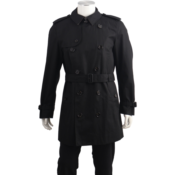 Cotton Short Kensington Trench Coat Black