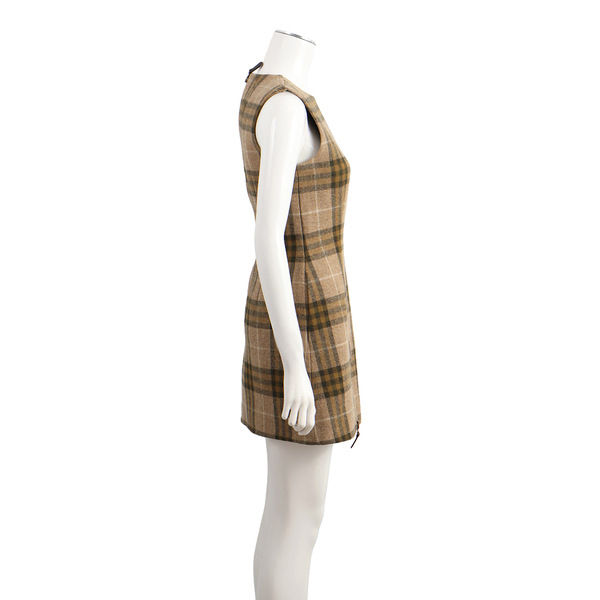 Wool Check Dress Brown/Green