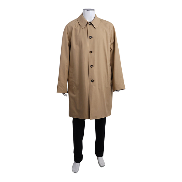 Cotton Check Reversible Gabardine Car Coat Beige