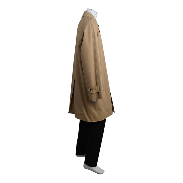 Cotton Check Reversible Gabardine Car Coat Beige