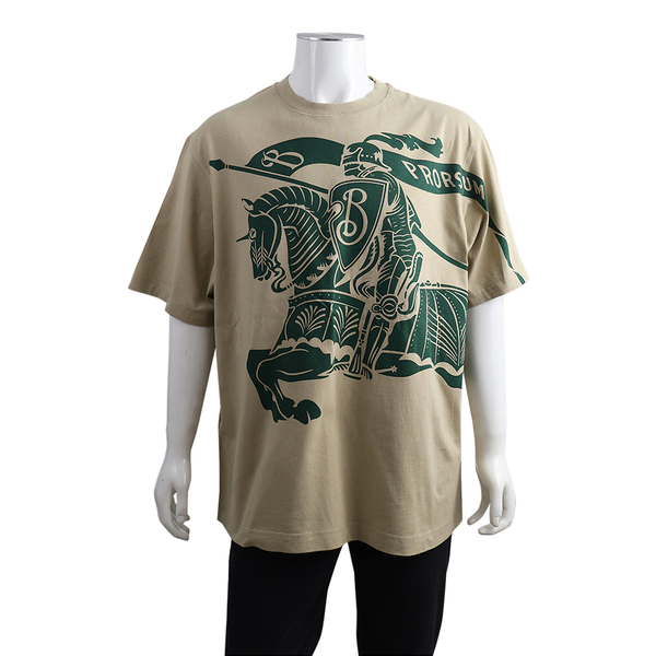 Cotton Equestrian Knight Printed T-Shirt Khakhi