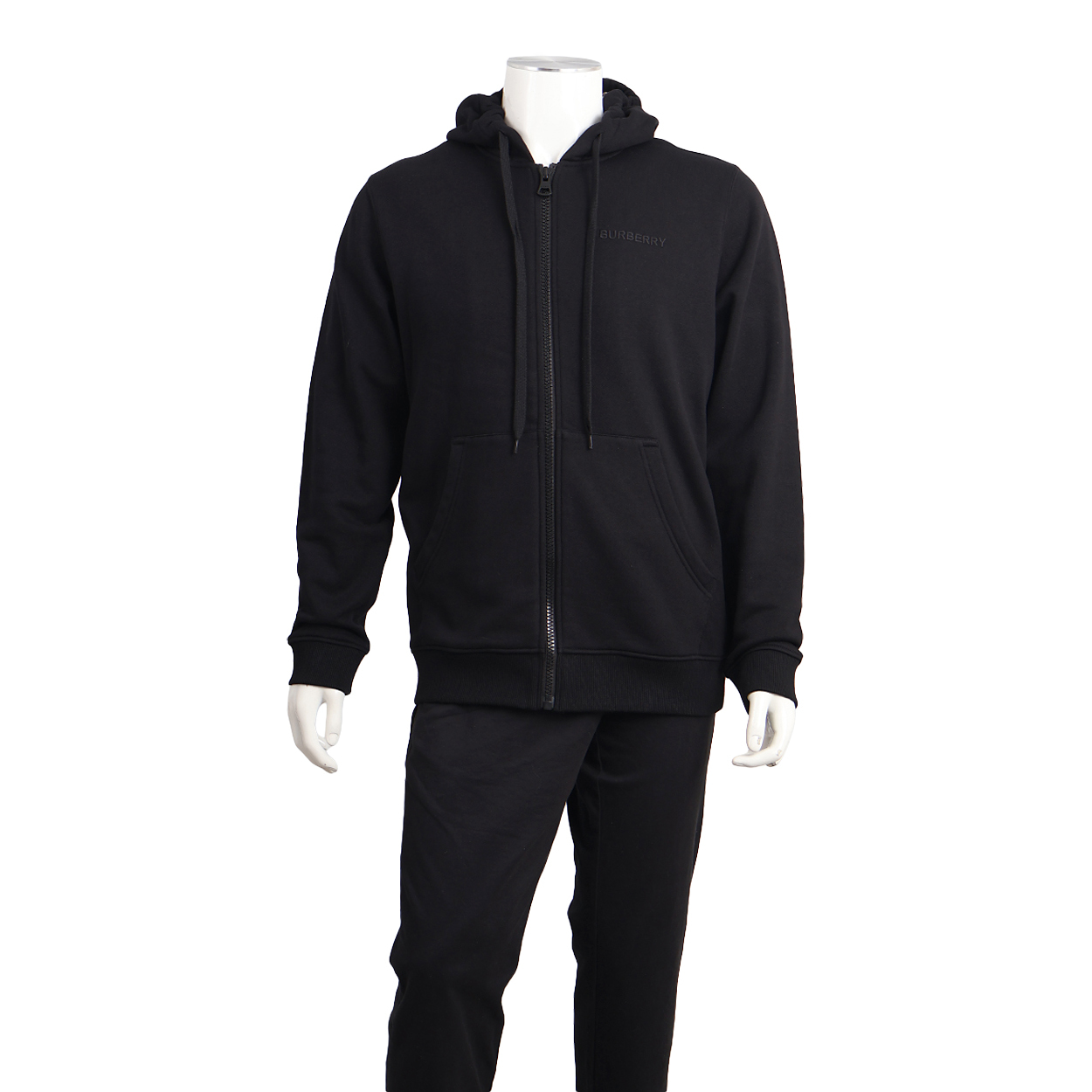 Cotton Check Hoodie Jacket Black