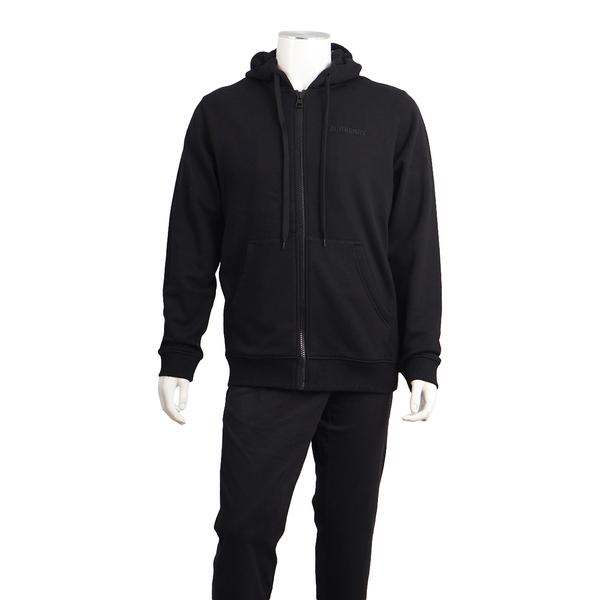 Cotton Check Hoodie Jacket Black