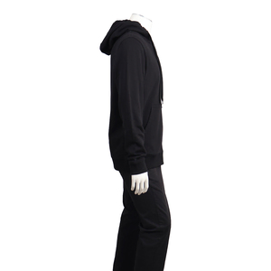 Cotton Check Hoodie Jacket Black, view 2