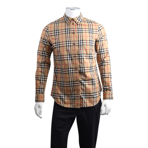 Cotton Check Shirt Beige