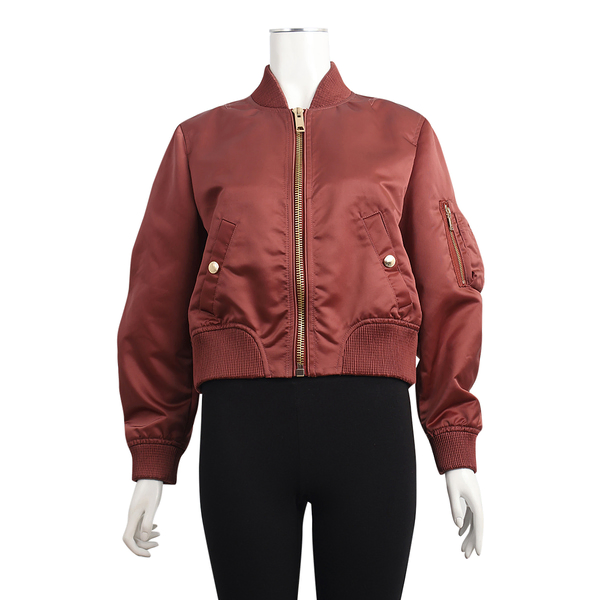 Satin Bomber Jacket Dusty Rose