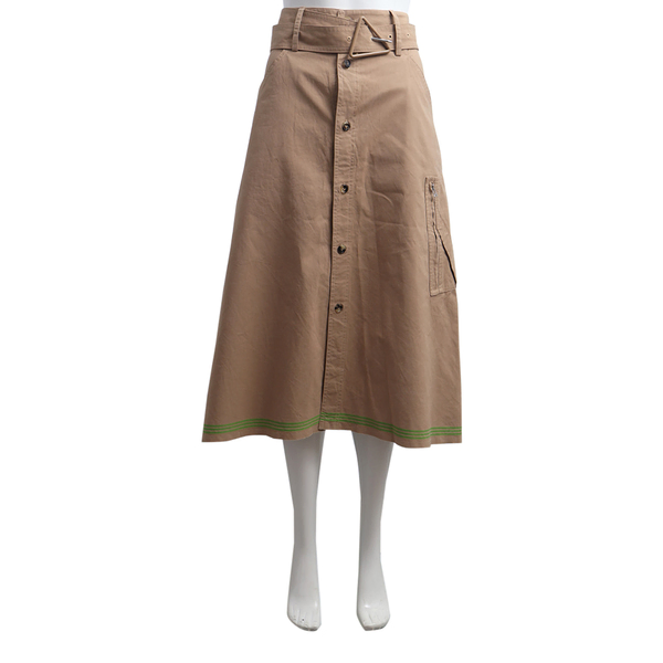 Cotton Button Up Skirt Beige