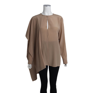 Silk Wrap Panel Blouse Beige, view 4
