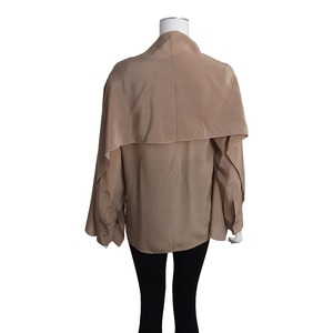 Silk Wrap Panel Blouse Beige, view 3