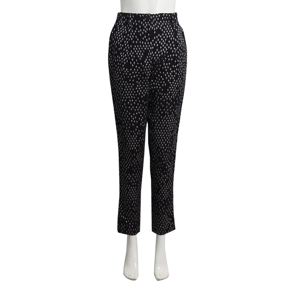Cotton Blend Geometric Trousers Black/Silver
