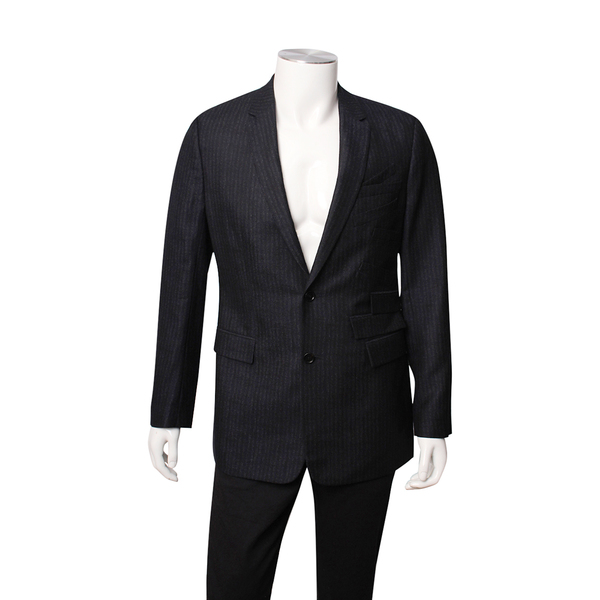 Wool Blend Striped Blazer Navy