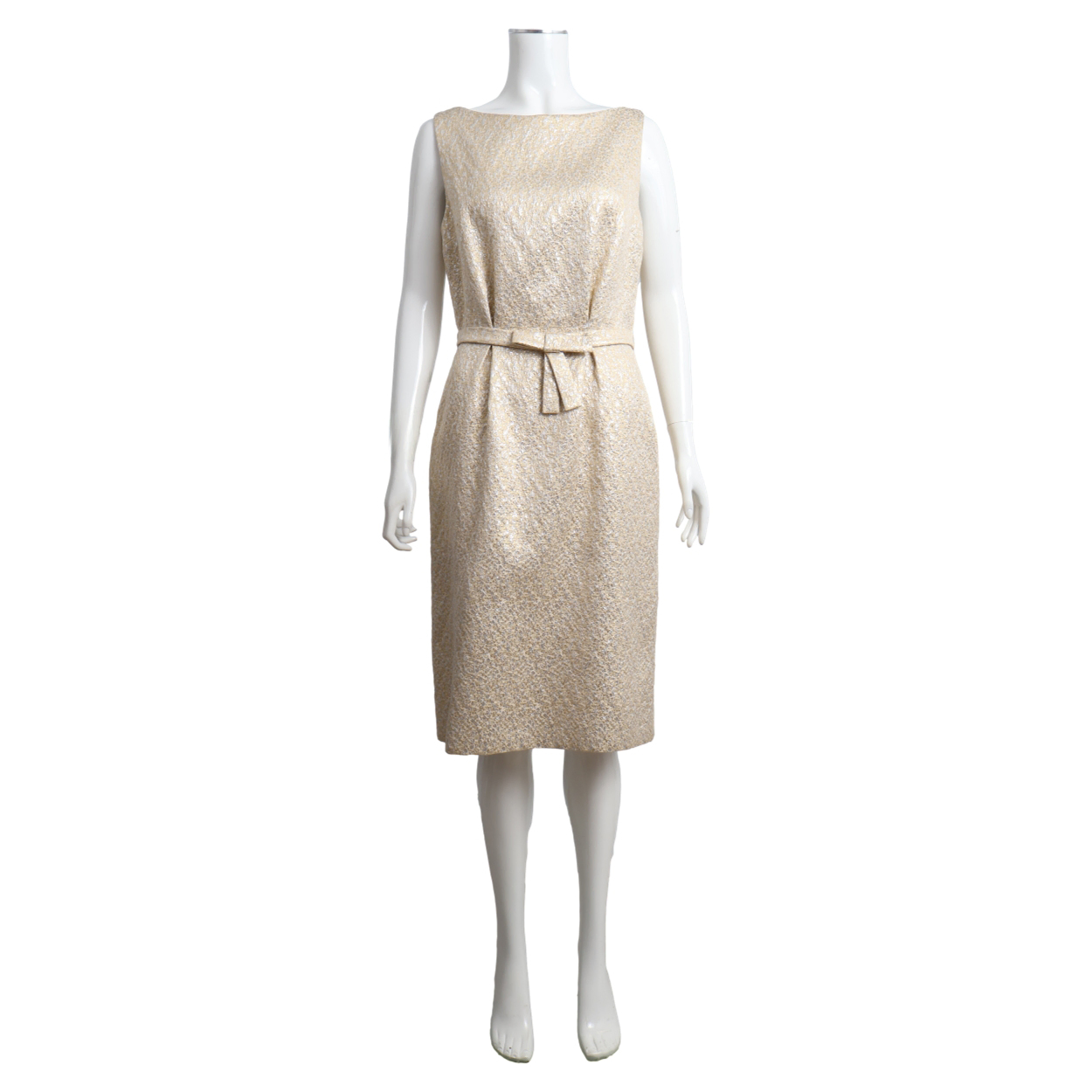 CHRISTIAN DIOR Mixed Material Lame Dress Gold | Luxity CHRISTIAN DIOR Mixed Material Lame Dress Gold | Luxity