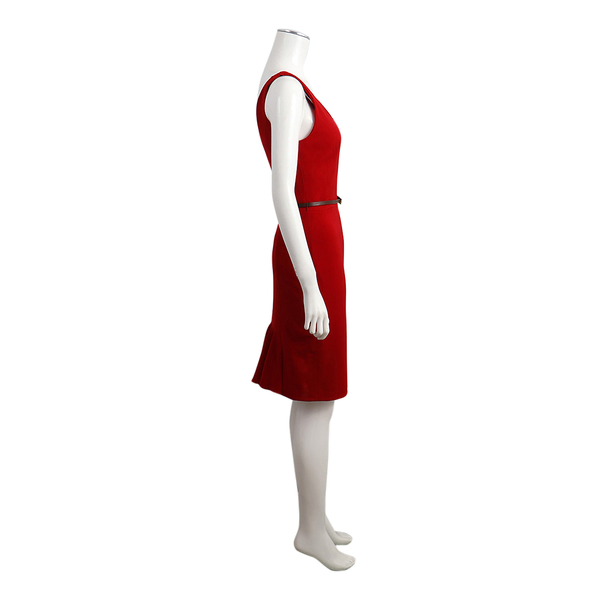 Wool Blend Sleeveless Dress Red