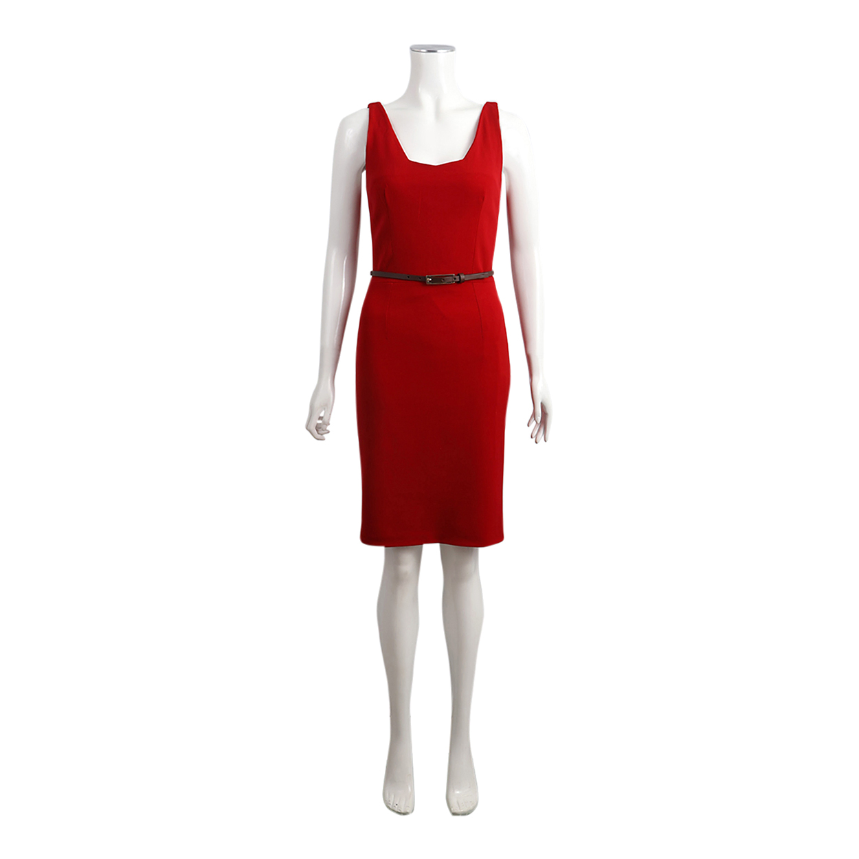 Wool Blend Sleeveless Dress Red