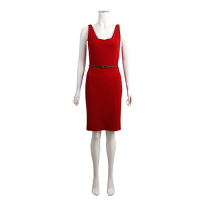 Wool Blend Sleeveless Dress Red